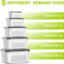 HOMETALL 5 Pack Fruit Storage Containers for Fridge, Plastic Fruit Containers for Fridge with Removable Colanders, Leakproof Fridge Organizers and Storage for Berry Vegetable Salad Lettuce Meat Food