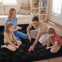 FinRèc 5x8 Feet Black Rugs for Living Room Bedroom, Fluffy Shaggy Area Rug, Non-Slip Soft Shag Rug for Nursery Kids Room Dorm Room Home Decor, Indoor Plush Floor Carpet