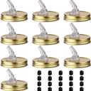 Mason Jar Pour Spouts. free flow Mason Jar Pour Spouts, mason jar for spout regular mouth size 70mm dispenser germination cover. Suitable for any liquid. LeakProof 10Pack + 20 Black Lid Caps (10