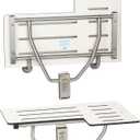 Bobrick Reversible Folding Shower Seat, White/Stainless Steel