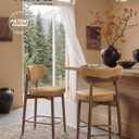 VASAGLE Wooden Bar Stools Set of 2, Upholstered Counter Height Barstools with Solid Wood Legs, Ergonomic Backrest, Mid Century Modern, for Kitchen Island, Synthetic Leather, Caramel Brown