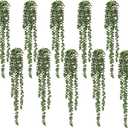 10 Pcs Artificial Succulents Hanging Plants, Fake String of Pearls Greenery Plants, Decoration for Wall Home Backdrop Garden Windows Balcony Indoor and Outdoor (10PCS Green)