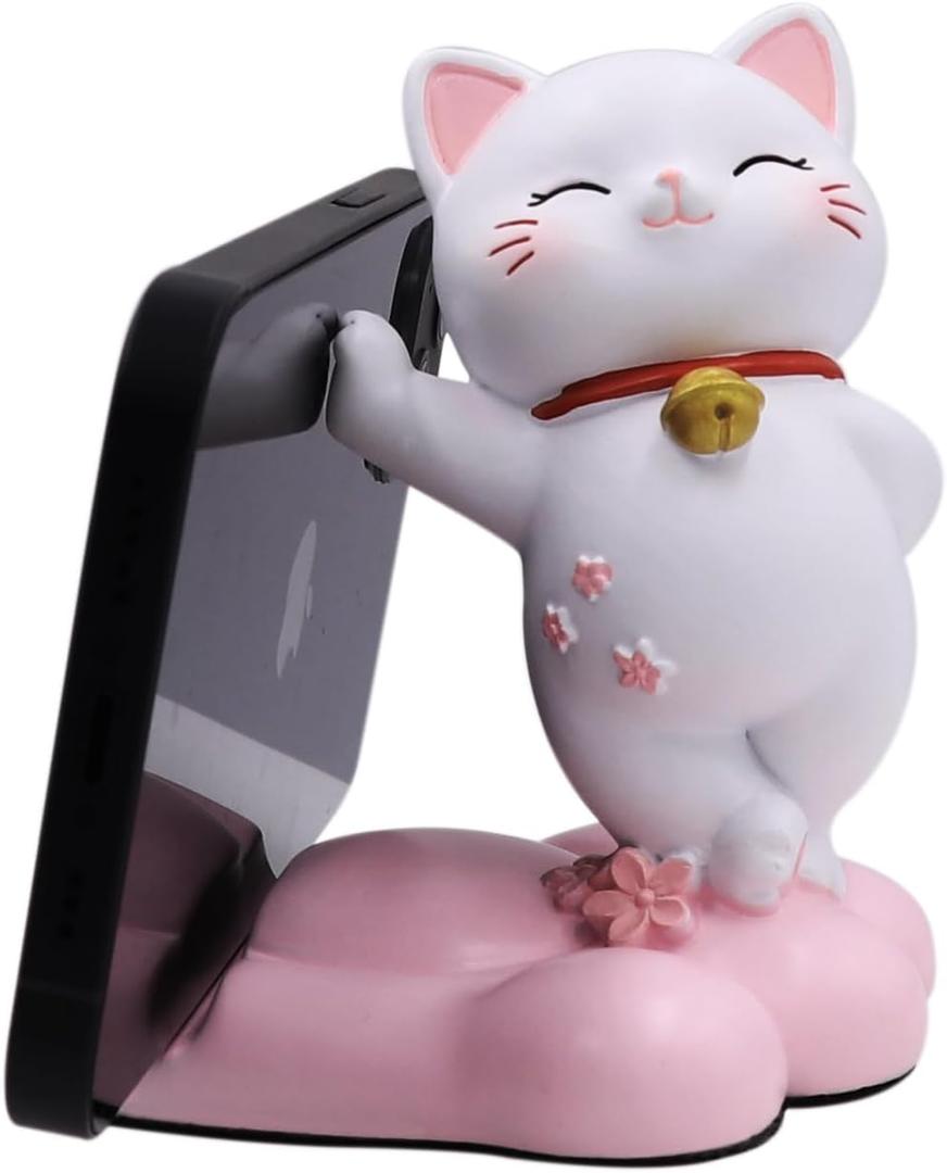 Cute Cat Phone Holder Desk Ornament Kawaii Phone Stand Universal Desk Phone Stand for All Mobile Smartphones Tablets