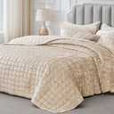 BEDELITE Velvet Quilt Set Queen Size - Luxury Velvet Comforter Bedding Set 3 Pieces, Lightweight Soft Cozy Shiny Urban Taupe Oversized Bedspread Coverlet for All Seasons with 2 Pillow Shams