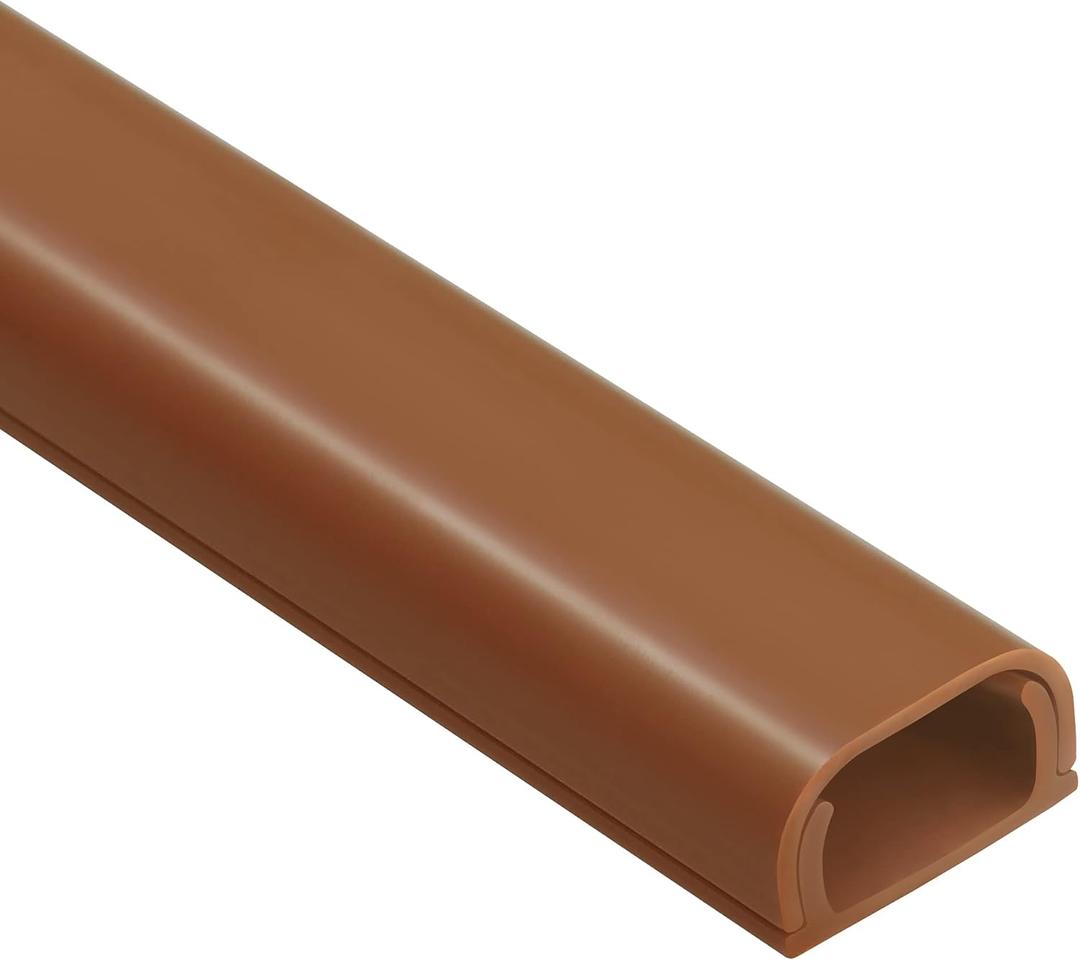 ZhiYo Wire Covers for 2 Cords, Wire Hider on Wall Mounted, Cord Cover Kit, Cable Cover Paintable, Cable Concealer for Extension Cord, Ethernet Cable, Speaker Wire Hider, Brown W0.7in H0.4in