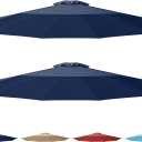 Simple Deluxe 2 Pack 9' Patio Umbrella Replacement Canopy Only Outdoor Table Market Yard Umbrella Replacement Top Cover with 8 Ribs, Dark Blue