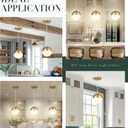LMS 6-inch Brushed Gold Pendant Light Fixtures, Mid Century Pendant Light Fixtures with White Globe Glass, Adjustable Hanging Cord Ceiling Light Fixtures for Dining Room Bathroom, LMS-186BGS