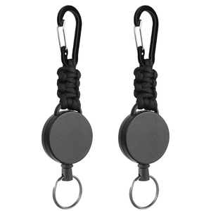 AOMIG 2 Pack Heavy Duty Retractable Badge Holder Reel with Steel Cable and Carabiner Clip, Retractable ID Badge Clip Reel, Retractable Keychain