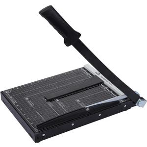 ISDIR Guillotine Paper Cutter 12" with Integrated Pressure Bar Heavy Duty Metal Base, 15 sheet Capacity, Magnetic Guide & Safety Guard Precision Trimmer for Cardstock, Crafts, DIY, Photos & Office