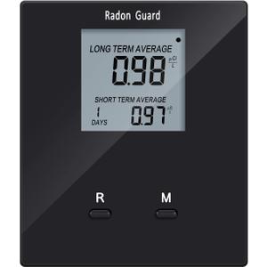 Home Radon Detector, Portable Radon Tester, Long and Short Term Monitor, Monitor Your Home Radon Level, Prevent Radon Exceed, Powered by Rechargeable Battery, Black
