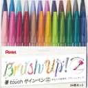 Pentel SES15C-24ST Brush Touch Sign Pen, Set of 24 Colors