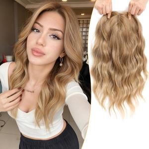 PANEWAY 16 Inch Clip In Hair Topper for Women, Lightweight Synthetic Hairpiece for Thin Hair and Everyday Volume