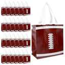 24Pcs Football Goodie Bags with Handles Non-Woven, Football Gift Bags Party Favor Paper Bag 7.8 x 7.8 Inch for Birthdays Snack Paper Party Bag for Team Treat Snacks Sports Decorations Supplies Gifts