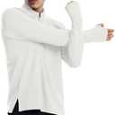 Men's Fitness Running Shirt Long Sleeve Quarter Zip Pullover Moisture Wicking Quick Dry Athletic Workout Shirts (White, XXL)