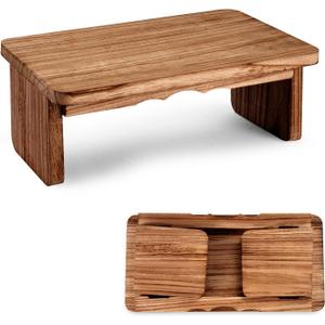 Folding Yoga Meditation Bench - Yoga Kneeling Bench for Adult, Wooden Zen Meditation Stool Kneeling Bench for Yoga Practice (Dark Brown)