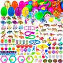 [ 6 Surprise Gold Eggs ] 100 Pack Prefilled Easter Eggs with Assorted Toys Inside, Truly Pre Filled Plastic Easter Egg Filles Fidget Toys Easter Hunt, Basket Stuffers Party Favors for Kids Boys Girls