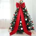 Giant Bow Decor Christmas Tree Topper Decoration Big Bows for Room Wall Backdrop 75x18 Inch Ribbon Tie for Wedding Christmas Fall Birthday Party Baby Shower Supplies(Red,Satin)