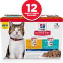 Hill's Science Diet Adult 7+ Wet Cat Food Variety Pack, Chicken & Tuna, 2.8 oz. Pouches, 12-Pack (EXP 11/24/26)