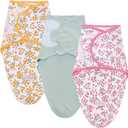 LAT Swaddle Blanket Baby Girl Boy Easy Adjustable 3 Pack Infant Sleep Sack Wrap Newborn Babies 100% Cotton Sleep BagCherry Yellow+Pink 3-6 Months