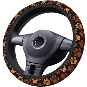Dog Cat Paw Print Steering Wheel Cover Anti-Slip,Sweat Absorption Universal 15 inch Steering Wheel Covers Cute car Accessories for Men Women