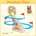 Roller Coaster Toys for Toddlers, Climbing Stairs Slide Toy Set with Flashing Lights & Music On/Off Button, Birthday Capybara Gifts for Boys Girls Kids
