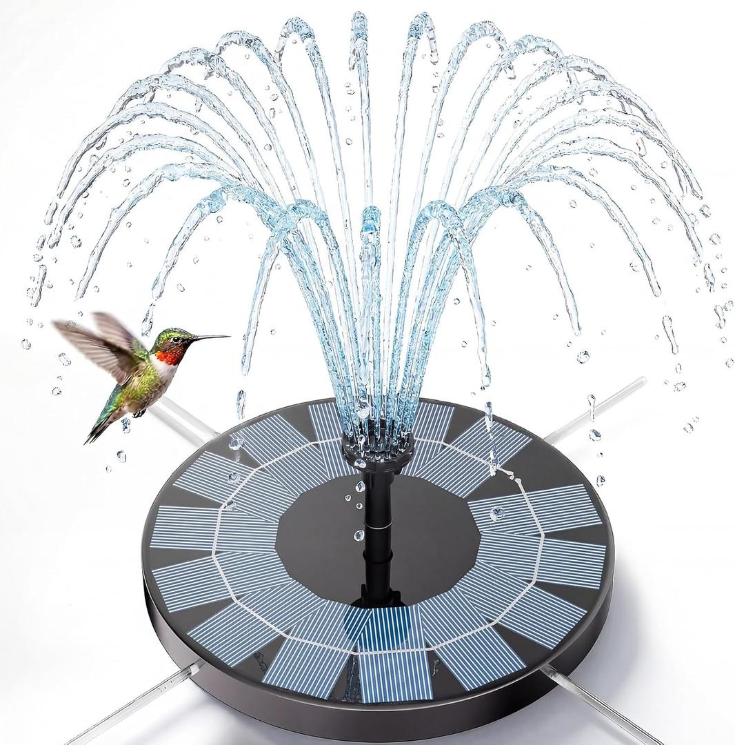 AISITIN 2.5W Solar Bird Bath Fountain Pump, Solar Fountain for Bird Bath with 6 Nozzles, 6.7" Solar Powered Water Pump for Garden, Ponds, Pool, Fish Tank, Aquarium and Outdoor