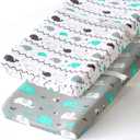 Stretchy Changing Pad Covers for Boys Girls,2 Pack Jersey Knit,Elephant & Whale