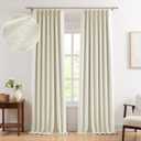 WEST LAKE 9 FT Pinch Pleated 90% Blackout Curtain Panels,Beige Triple Weave Textured Heavy Chenille Room Darkening Drapes 108 Inches Long,Back Tab Modern Window Treatment,40" Wx108 L,Pack of 2,Beige