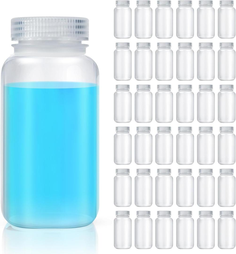 Tatuo 12 Pcs 8 oz 250 ml Polypropylene Reagent Bottle Plastic Sample Bottles with Screw Caps Transparent PP Sample Containers with Lid for Liquids, Laboratory, Storage at Home (Clear)