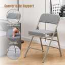 Elegant Folding Chair with Thick Cushioned Seat, Portable Metal Frame Foldable Chair for Indoor & Outdoor Use, Durable and Comfortable Upholstered Chair for Home, Office, and Events - Grey