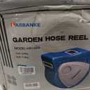 Larbanke 1/2 in × 100 ft Garden Hose Reel,Wall-Mounted Hose Reel with Bottom Drain,180° Rotating Bracket,with 10-Function Sprayer Nozzle,Lock/Slow Return System,Equipped with Waterproof Bag,Blue