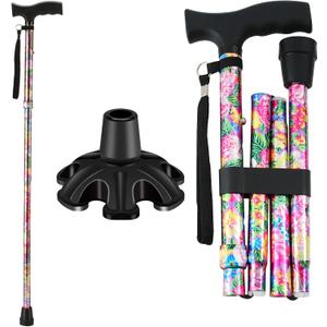 Walking Cane LIXIANG Cane for Man/Woman | Mobility & Daily Living Aids | 5-Level Height Adjustable Walking Stick | Comfortable Plastic T-Handle Portable Walking Stick Folding Cane
