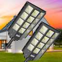 2-Pack Solar Street Light Dusk to Dawn 3200W, 480000LM, 7000K Brightness, IP67 Waterproof, Motion Sensor, Lights Outdoor Street Light for Security and Safety (3200W-2Pack, Black)