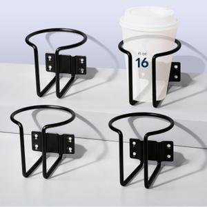 marinexplore 4 Pcs Cup Holders for Boat,Stainless Steel Wall Mounted Cup Holder for Drinks,Black Ring Cup Holder Drink Holder for Marine Boat,Pontoon,Yacht,Truck,RV,Tractor