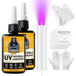 PHIXBEAR Invisible Repair UV Resin Kit with Light, Strong Bond - Clear Anti-Yellowing UV Glue, Epoxy Resin for Jewelry, Crafts, and Repairing Plastic, Glass & Acrylic 260g