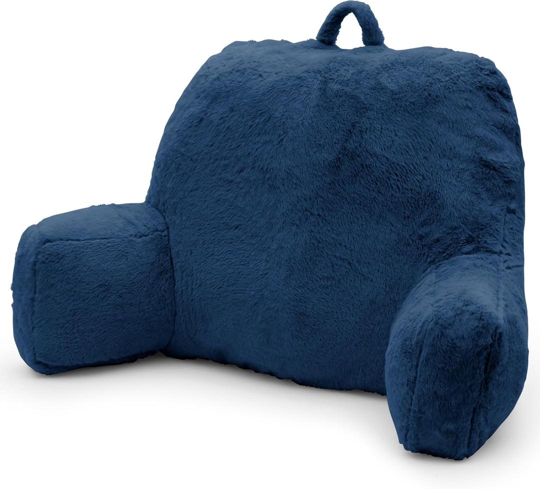 Reading Pillow Large Bed Pillow,Backrest Pillow with Arms, Back Support Pillow for Sitting Up in Bed, Couch for Adults Lounging Bedrest,Blue