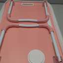 FISYOD Foldable Laptop Table, Portable Lap Desk Bed Table Tray, Laptop Stand with Cup Holder & Tablet Slot & Lifting Handle for Working Writing Drawing & Eating (Pink)