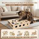 Cat Scratch Puzzle Enrichment Box, Maze Cat Nail File Scratcher & Built-in Sandpaper, Wooden Cat Nail File Enrichment Box, Stress-Free Alternative to Trimming Your Nails