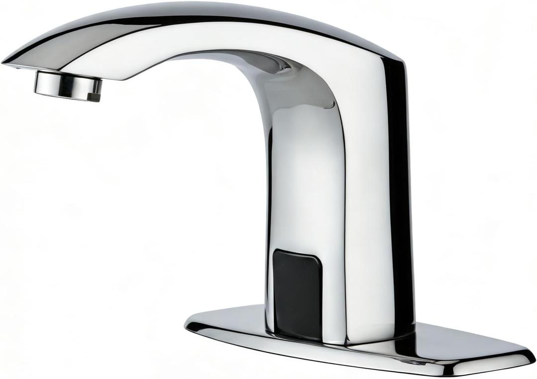 Luxice Sensor Automatic Touchless Bathroom Sink Faucet Hot & Cold Mixer Cover Plate Included Faucet,Chrome Finished