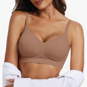 OEAK Womens Wireless Bras Comfortable Push Up Bra No Underwire Bra Full Support Lift Bralette Everyday Seamless Tshirt Bras Beige M