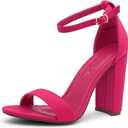 Herstyle Womens Chunky Block Heels Open Toe Ankle Strap Sandals, 3.75 Inch High Heels for Wedding, Party & Dressy Occasions Comfortable Strappy Dress Shoes (10, 2022 fuchsia)