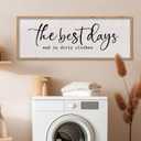 Laundry Room Sign Wall Decor The Best Days End In Dirtiest Clothes Signs Wall Art 40×15 inchs Large Wood Framed Hanging (Wood)