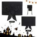 4 PCS Halloween Chair Covers, Spider Web Lace Bows, Chair Back Decor for Party, Halloween Home Decorations (Black Bows) (Set of 4)