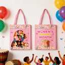20Pcs Women's History Month Party Bags with Handles Treat Bags Reusable Non-woven Gift Bag for Womens History Month Party Decorations Supplies.