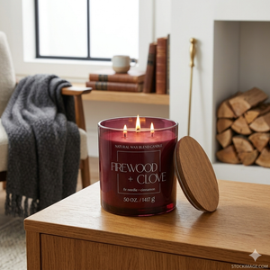 Natural Wax Blend Candle 50 OZ, Firewood + Clove