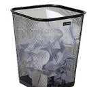 Mind Reader Mesh Trash Can, Waste Paper Basket, Square, Office, Metal Mesh, 9.75" L x 9.75" W x 12.25" H, Black