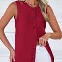 PRETTYGARDEN Sweater Vest Tops for Women 2026 Lightweight Summer Cardigan Sleeveless Button Up Knit Casual Spring Clothes (Red, S)