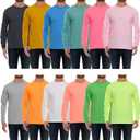 BILLIONHATS Mens Long Sleeve Colorful T-Shirts, 100% Cotton - Crew Neck Bulk Tees for Men, Wholesale Sleeved Tshirt Packs (Small)