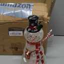 Red Carpet Studios Décor LED Light Up Standing Glass Snowman w/Red Scarf, 10.3" one arm fallen off