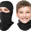 Kids Balaclava Face Mask Ski Mask Full Face Cover Lightweight Windproof UV Protector Neck Gaiter Skiing Cycling Black